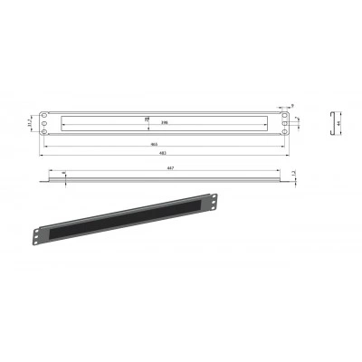 Hyperline BPB19-1U-RAL9004 (BPB19-1U-RAL9005) Фальш-панель на 1U, с щеточным вводом, цвет черный (RAL 9004/RAL 9005) Hyperline BPB19-1U-RAL9004 (BPB19-1U-RAL9005) Фальш-панель на 1U, с щеточным вводом, цвет черный (RAL 9004/RAL 9005)