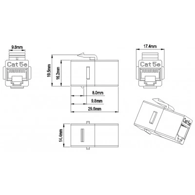 Hyperline CA2-KJ-C5E-BK Проходной адаптер (coupler), RJ-45(8P8C) формата Keystone Jack, категория 5e, черный Hyperline CA2-KJ-C5E-BK Проходной адаптер (coupler), RJ-45(8P8C) формата Keystone Jack, категория 5e, черный