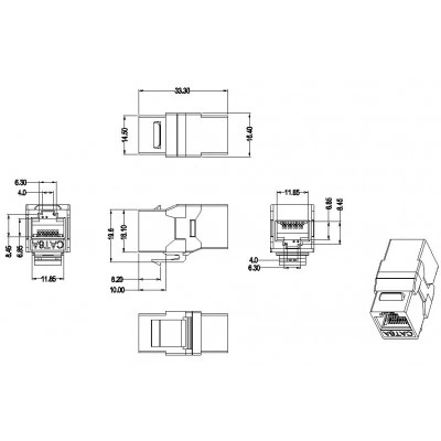 Hyperline CA2-KJ-C6A-BK Проходной адаптер (coupler), RJ-45(8P8C) формата Keystone Jack, категория 6a, 4 пары, черный Hyperline CA2-KJ-C6A-BK Проходной адаптер (coupler), RJ-45(8P8C) формата Keystone Jack, категория 6a, 4 пары, черный