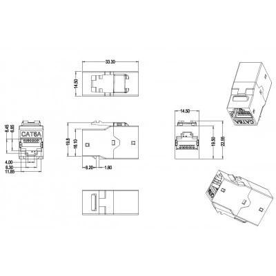 Hyperline CA2-KJ-C6A-SH-BK Проходной адаптер (coupler), RJ-45(8P8C) формата Keystone Jack, категория 6a, 4 пары, экранированный, черный Hyperline CA2-KJ-C6A-SH-BK Проходной адаптер (coupler), RJ-45(8P8C) формата Keystone Jack, категория 6a, 4 пары, экранированный, черный