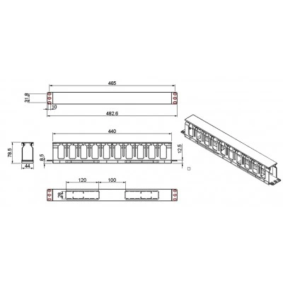 Hyperline CM-1U-D66-PL-COV Кабельный организатор пластиковый с крышкой, глубина 66 мм, широкие вводы, 19, 1U Hyperline CM-1U-D66-PL-COV Кабельный организатор пластиковый с крышкой, глубина 66 мм, широкие вводы, 19, 1U