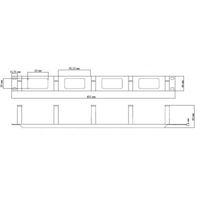 Hyperline CM-1U-ML Кабельный организатор с металлическими кольцами, 19, 1U Hyperline CM-1U-ML Кабельный организатор с металлическими кольцами, 19, 1U