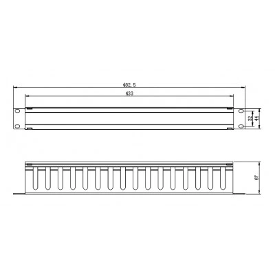 Hyperline CM-1U-ML16-COV Кабельный организатор металлический с крышкой, 19, 1U Hyperline CM-1U-ML16-COV Кабельный организатор металлический с крышкой, 19, 1U