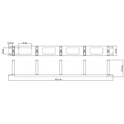 Hyperline CM-1U-PL Кабельный организатор с пластиковыми кольцами 70x44 мм, 19, 1U Hyperline CM-1U-PL Кабельный организатор с пластиковыми кольцами 70x44 мм, 19, 1U