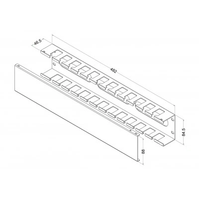 Hyperline CM-2U-MLF-COV Кабельный организатор металлический с крышкой, 19, 2U Hyperline CM-2U-MLF-COV Кабельный организатор металлический с крышкой, 19, 2U