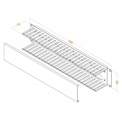 Hyperline CM-2U-PL-COV Кабельный организатор пластиковый с крышкой, 19, 2U Hyperline CM-2U-PL-COV Кабельный организатор пластиковый с крышкой, 19, 2U