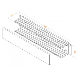 Hyperline CM-2U-PL-COV Кабельный организатор пластиковый с крышкой, 19", 2U Hyperline CM-2U-PL-COV Кабельный организатор пластиковый с крышкой, 19", 2U