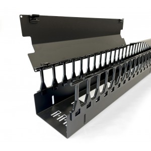 Hyperline CMF-OR-32U-150x106-C-RAL9005 Вертикальный кабельный организатор 32U для стоек ORK2A, ORL1, ширина 150мм, объединение в ряды, высота пальцев 106мм с крышками, черный Hyperline CMF-OR-32U-150x106-C-RAL9005 Вертикальный кабельный организатор 32U для стоек ORK2A, ORL1, ширина 150мм, объединение в ряды, высота пальцев 106мм с крышками, черный