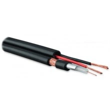 Hyperline COAX-F5981BV-275-500 (500 м) (аналог РК75-3.7+2НВМx0,75) Кабель видеонаблюдения RG-59, 75 Ом, жила - 23 AWG, с двумя жилами 0.75 мм, внешний диаметр 6.1мм, PVC