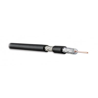 Hyperline COAX-RG6-500 Кабель коаксиальный RG-6, 75 Ом (ТВ, SAT, CATV), жила - 18 AWG (1.02 mm, омедненная сталь), внешний диаметр 6.9мм, PVC, черный (бухта 500 м)