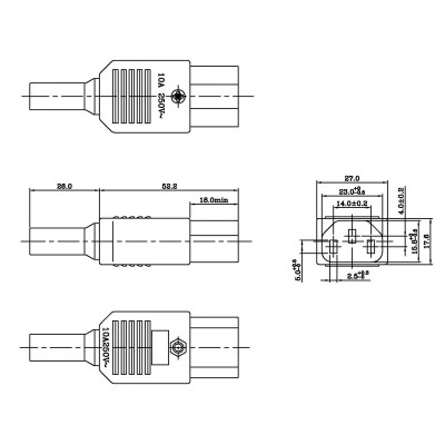 Hyperline CON-IEC320C13 Разъем IEC 60320 C13 220В 10A на кабель (плоские контакты внутри разъема), прямой Hyperline CON-IEC320C13 Разъем IEC 60320 C13 220В 10A на кабель (плоские контакты внутри разъема), прямой