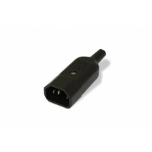 Hyperline CON-IEC320C14 Разъем IEC 60320 C14 220В 10A на кабель (плоские выступающие штыревые контакты в пластиковом обрамлении), прямой