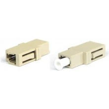 Hyperline FA-P00Z-LC/LC-N/WH-BG Оптический проходной адаптер LC-LC, MM, simplex, корпус пластиковый, бежевый, белые колпачки