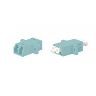 Hyperline FA-P11Z-DLC/DLC-N/WH-AQ Оптический проходной адаптер LC-LC, MM (OM3), duplex, корпус пластиковый, голубой (aqua), белые колпачки