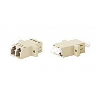 Hyperline FA-P11Z-DLC/DLC-N/WH-BG Оптический проходной адаптер LC-LC, MM, duplex, корпус пластиковый, бежевый, белые колпачки