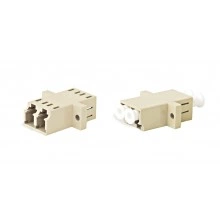 Hyperline FA-P11Z-DLC/DLC-N/WH-BG Оптический проходной адаптер LC-LC, MM, duplex, корпус пластиковый, бежевый, белые колпачки
