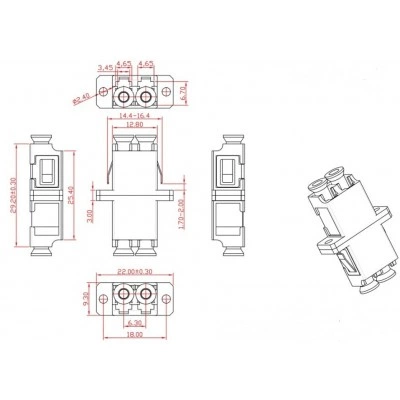 Hyperline FA-P11Z-DLC/DLC-N/WH-BG Оптический проходной адаптер LC-LC, MM, duplex, корпус пластиковый, бежевый, белые колпачки Hyperline FA-P11Z-DLC/DLC-N/WH-BG Оптический проходной адаптер LC-LC, MM, duplex, корпус пластиковый, бежевый, белые колпачки