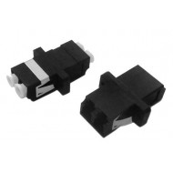 Hyperline FA-P11Z-DLC/DLC-N/WH-BK Оптический проходной адаптер LC-LC, SM, duplex, корпус пластиковый, черный, белые колпачки