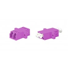 Hyperline FA-P11Z-DLC/DLC-N/WH-MG Оптический проходной адаптер LC-LC, MM (OM4), duplex, корпус пластиковый, пурпурный (magenta), белые колпачки