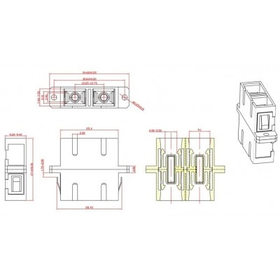 Hyperline FA-P11Z-DSC/DSC-N/BK-BG Оптический проходной адаптер SC-SC, MM, duplex, корпус пластиковый, бежевый, черные колпачки Hyperline FA-P11Z-DSC/DSC-N/BK-BG Оптический проходной адаптер SC-SC, MM, duplex, корпус пластиковый, бежевый, черные колпачки