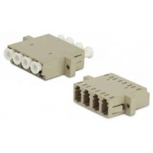 Hyperline FA-P11Z-QLC/QLC-N/WH-BG Оптический проходной адаптер LC-LC, MM, quadro, 4 волокна, корпус пластиковый, бежевый, белые колпачки