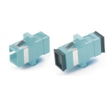 Hyperline FA-P11Z-SC/SC-N/BK-AQ Оптический проходной адаптер SC-SC, MM (OM3), simplex, корпус пластиковый, голубой (aqua), черные колпачки