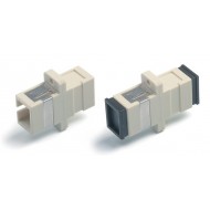 Hyperline FA-P11Z-SC/SC-N/BK-BG Оптический проходной адаптер SC-SC, MM, simplex, корпус пластиковый, бежевый, черные колпачки