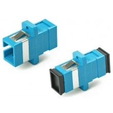 Hyperline FA-P11Z-SC/SC-N/BK-BL Оптический проходной адаптер SC-SC, SM, simplex, корпус пластиковый, синий, черные колпачки