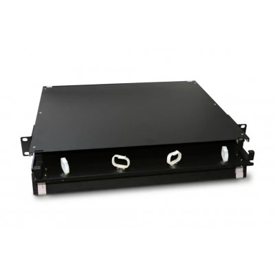 Hyperline FO-19BX-1U-D1-3xSLT-W120H32-EMP Патч-панель 19” универсальная, пустой корпус, 1U, 1 выдвижной лоток (drawer 1U), 3 слота (3х1), вмещает 3 FPM панели с адаптерами или 3 CSS оптические кассеты 120х32 мм
