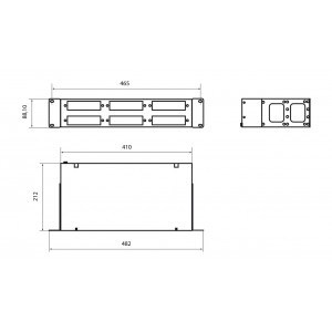 Hyperline FO-19R-2U-6xSLT-W140H42-48UN-GY Бокс оптический универсальный 19, от 8 до 48 портов (SC, duplex LC, ST, FC), со сплайс пластиной, без пигтейлов и проходных адаптеров, 2U, серый Hyperline FO-19R-2U-6xSLT-W140H42-48UN-GY Бокс оптический универсальный 19, от 8 до 48 портов (SC, duplex LC, ST, FC), со сплайс пластиной, без пигтейлов и проходных адаптеров, 2U, серый