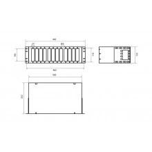 Hyperline FO-19R-3U-12xSLT-W140H42-96UN-BK Бокс оптический универсальный 19, от 8 до 96 портов (SC, duplex LC, ST, FC), со сплайс пластиной, без пигтейлов и проходных адаптеров, 3U, черный