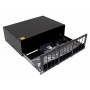 Hyperline FO-19V-3U-12xSLT-W130H30-96UN-BK Бокс оптический универсальный 19 выдвижной, с полкой, от 8 до 96 портов (SC, duplex LC, ST, FC), со сплайс пластиной, без пигтейлов и проходных адаптеров, 3U, черный Hyperline FO-19V-3U-12xSLT-W130H30-96UN-BK Бокс оптический универсальный 19 выдвижной, с полкой, от 8 до 96 портов (SC, duplex LC, ST, FC), со сплайс пластиной, без пигтейлов и проходных адаптеров, 3U, черный