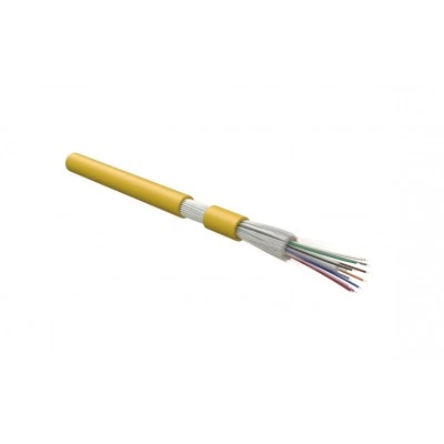 Hyperline FO-DT-IN-9S-8-HFLTx-YL Кабель волоконно-оптический 9/125 (SMF-28 Ultra) одномодовый, 8 волокон, плотное буферное покрытие (tight buffer), для внутренней прокладки, HFLTx, –40°C – +70°C, желтый