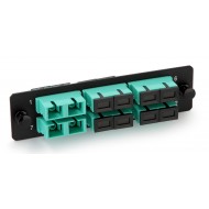 Hyperline FO-FPM-W120H32-6DSC-AQ Панель для FO-19BX с 6 SC (duplex) адаптерами, 12 волокон, многомод OM3/OM4, 120x32 мм, адаптеры цвета аква (aqua)