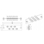 Hyperline FO-FPM-W120H32-6ST-MM Панель для FO-19BX с 6 ST адаптерами, 6 волокон, многомод OM2/OM3/OM4, 120x32 мм