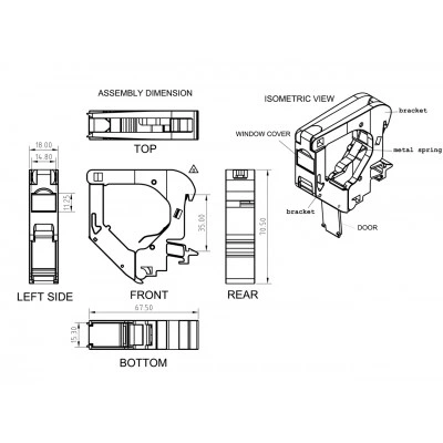 Hyperline FP-IE-DIN-KJ-1-GY Крепление для Keystone Jack на DIN-рейку в распределительные щиты для промышленных решений, без боковых крышек, ширина 18 мм Hyperline FP-IE-DIN-KJ-1-GY Крепление для Keystone Jack на DIN-рейку в распределительные щиты для промышленных решений, без боковых крышек, ширина 18 мм
