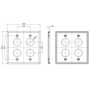 Hyperline FP-IE-U-4-SL Панель лицевая для 4-х промышленных модулей, IP67, нержавеющая сталь Hyperline FP-IE-U-4-SL Панель лицевая для 4-х промышленных модулей, IP67, нержавеющая сталь