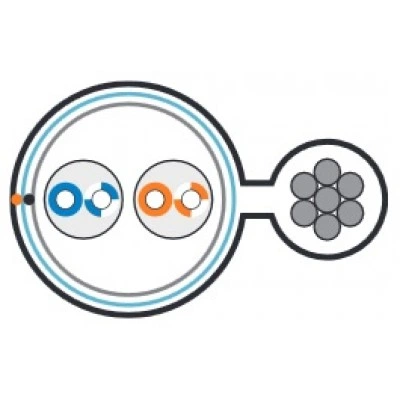Hyperline FUTP2-C5-S24-SW-OUT-PE-BK-500 (500 м) Кабель витая пара, экранированная F/UTP, категория 5, 2 пары (24 AWG), одножильный, экран - фольга, с металлическим тросом, внешний, PE, -40°C–+60°C, черный Hyperline FUTP2-C5-S24-SW-OUT-PE-BK-500 (500 м) Кабель витая пара, экранированная F/UTP, категория 5, 2 пары (24 AWG), одножильный, экран - фольга, с металлическим тросом, внешний, PE, -40°C–+60°C, черный
