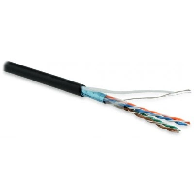 Hyperline FUTP4-C5E-P26-IN-LSZH-BK-100 (100 м) Кабель витая пара, экранированная F/UTP, категория 5e, 4 пары (26 AWG), многожильный (patch), экран - фольга, LSZH, нг(А)-HF, –20°C – +75°C, черный