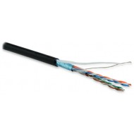 Hyperline FUTP4-C5E-P26-IN-LSZH-BK-305 (305 м) Кабель витая пара, экранированная F/UTP, категория 5e, 4 пары (26 AWG), многожильный (patch), экран - фольга, LSZH, нг(А)-HF, –20°C – +75°C, черный