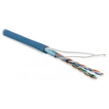 Hyperline FUTP4-C5E-P26-IN-LSZH-BL-305 (305 м) Кабель витая пара, экранированная F/UTP, категория 5e, 4 пары (26 AWG), многожильный (patch), экран - фольга, LSZH, нг(А)-HF, –20°C – +75°C, синий
