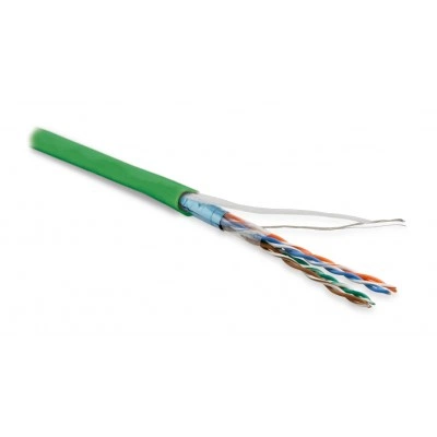 Hyperline FUTP4-C5E-P26-IN-LSZH-GN-100 (100 м) Кабель витая пара, экранированная F/UTP, категория 5e, 4 пары (26 AWG), многожильный (patch), экран - фольга, LSZH, нг(А)-HF, –20°C – +75°C, зеленый