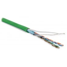 Hyperline FUTP4-C5E-P26-IN-LSZH-GN-305 (305 м) Кабель витая пара, экранированная F/UTP, категория 5e, 4 пары (26 AWG), многожильный (patch), экран - фольга, LSZH, нг(А)-HF, –20°C – +75°C, зеленый