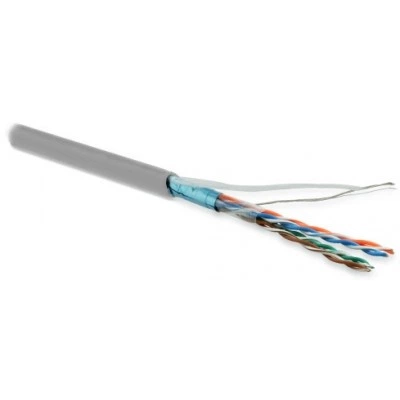 Hyperline FUTP4-C5E-P26-IN-LSZH-GY-100 (100 м) Кабель витая пара, экранированная F/UTP, категория 5e, 4 пары (26 AWG), многожильный (patch), экран - фольга, LSZH, нг(А)-HF, –20°C – +75°C, серый