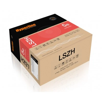 Hyperline FUTP4-C5E-P26-IN-LSZH-GY-100 (100 м) Кабель витая пара, экранированная F/UTP, категория 5e, 4 пары (26 AWG), многожильный (patch), экран - фольга, LSZH, нг(А)-HF, –20°C – +75°C, серый Hyperline FUTP4-C5E-P26-IN-LSZH-GY-100 (100 м) Кабель витая пара, экранированная F/UTP, категория 5e, 4 пары (26 AWG), многожильный (patch), экран - фольга, LSZH, нг(А)-HF, –20°C – +75°C, серый