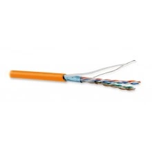 Hyperline FUTP4-C5E-P26-IN-LSZH-OR-305 (305 м) Кабель витая пара, экранированная F/UTP, категория 5e, 4 пары (26 AWG), многожильный (patch), экран - фольга, LSZH, нг(А)-HF, –20°C– +75°C, оранжевый