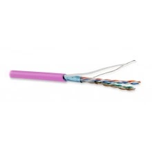 Hyperline FUTP4-C5E-P26-IN-LSZH-PK-100 (100 м) Кабель витая пара, экранированная F/UTP, категория 5e, 4 пары (26 AWG), многожильный (patch), экран - фольга, LSZH, нг(А)-HF, –20°C – +75°C, розовый
