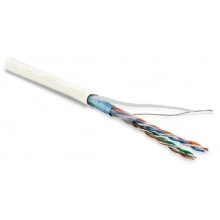 Hyperline FUTP4-C5E-P26-IN-LSZH-WH-305 (305 м) Кабель витая пара, экранированная F/UTP, категория 5e, 4 пары (26 AWG), многожильный (patch), экран - фольга, LSZH, нг(А)-HF, –20°C – +75°C, белый