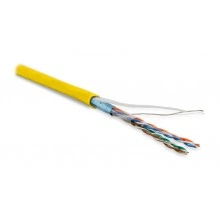 Hyperline FUTP4-C5E-P26-IN-LSZH-YL-100 (100 м) Кабель витая пара, экранированная F/UTP, категория 5e, 4 пары (26 AWG), многожильный (patch), экран - фольга, LSZH, нг(А)-HF, –20°C – +75°C, желтый