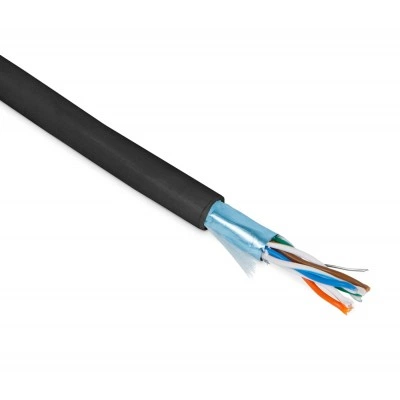 Hyperline FUTP4-C5E-P26-IN-PVC-BK-100 (100 м) Кабель витая пара, экранированная F/UTP, категории 5e, 4 пары (26 AWG), многожильный (patch), экран - фольга, PVC, –20°C – +75°C, черный